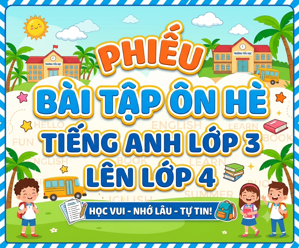 PHIẾU Bài tập ôn hè tiếng anh lớp 3 lên lớp 4